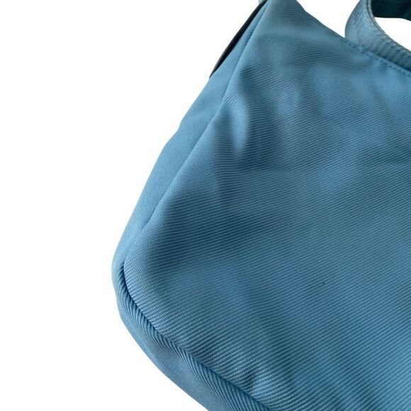 Coach Sawyer Canvas & Tan Leather Crossbody Bag in Blue Jay Front Zipper Pocket - Picture 11 of 16